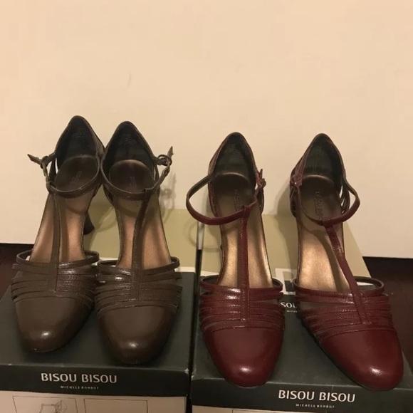 Bisou Bisou shoes heels straps 9 set of 2 - Picture 2 of 3